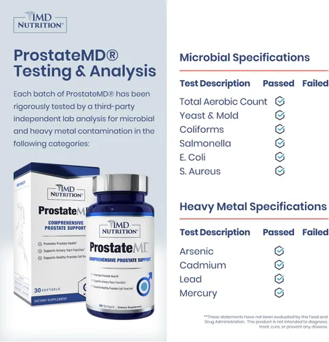 Vista 3 de 1MD Nutrition ProstateMD - Suplemento de apoyo para la próstata Saw Palmetto - Soporte para el tracto urinario y los impulsos frecuentes del baño