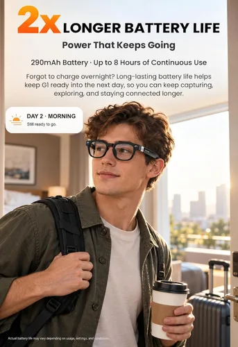 Vista 3 de DPVR G1 AI - Gafas inteligentes con cámara y Bluetooth, gafas de cámara de G1 Negro Carbón
