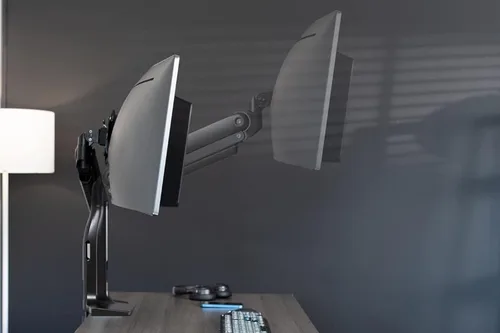 Vista 5 de Gladiator Joe Brazo de monitor ultraancho de aluminio resistente para pantallas de 49 pulgadas de hasta 44 libras, soporte de monitor de escritorio