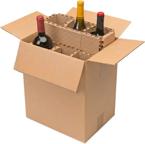 Vista 5 de U-Haul Kit corrugado de envío, mudanza y embalaje de vino de 3 botellas - Incluye una caja de 12-1/8" x 4-5/8" x 14-1/2" e insertos de protección