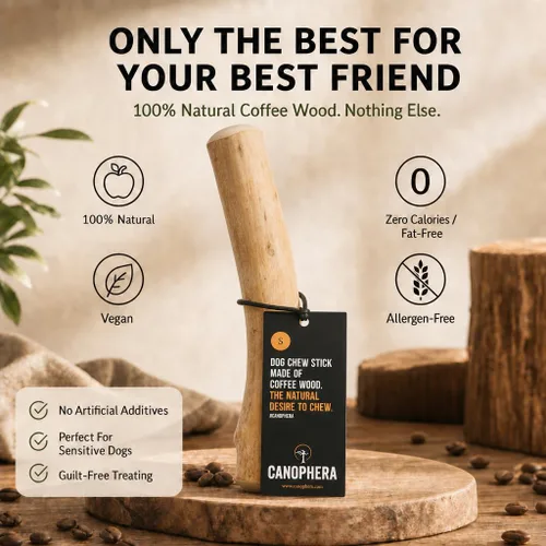 Vista 7 de Canophera Palitos masticables para perros de madera de café para masticadores regulares - tamaño pequeño