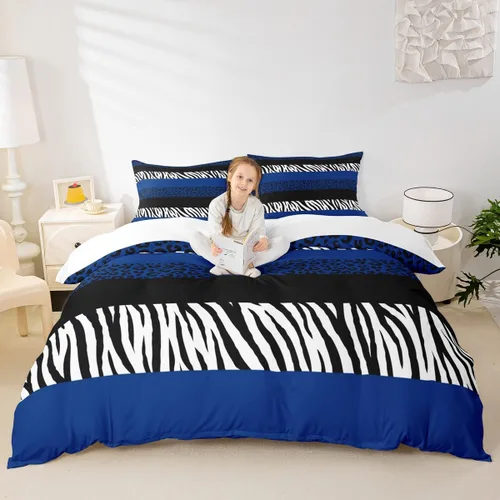 Vista 26 de Juego de funda de edredón para niños con estampado de leopardo, tamaño individual, juego de ropa de cama de moda de piel de guepardo abstracto
