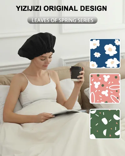 Vista 7 de YIZIJIZI Gorro de ducha, gorras de ducha para mujer reutilizables impermeables, gorras de ducha de dos capas grandes reutilizables adecuadas