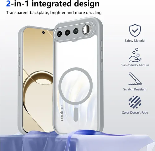 Vista 727 de Funda magnética transparente compatible con Xiaomi 17T, color negro 2 en 1 PC + TPU cubierta de teléfono a prueba de golpes, carcasa protectora