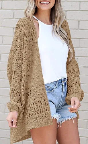 Vista 2 de Lightweight Summer Cardigan for Women Spring Netted Crochet Knit Cardigans Sweaters