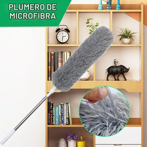 Vista 5 de Plumero de microfibra extra largo de 100 pulgadas, plumeros de poste extensible, plumero telescópico para limpieza, cabezal de microfibra flexible