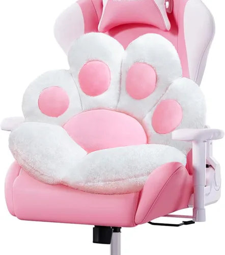 Vista 10 de DOBUONO Cojín Kawaii de pata de gato, cojín para silla de oficina, cómodo cojín de felpa para silla de juegos, cojín de asiento Kawaii para niña