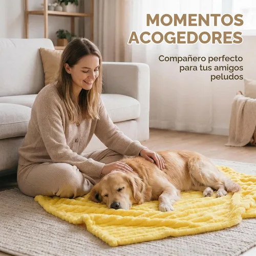 Vista 7 de Manta de apoyo emocional para perros, manta amarilla para perros (amarilla, 27 x 39 pulgadas)