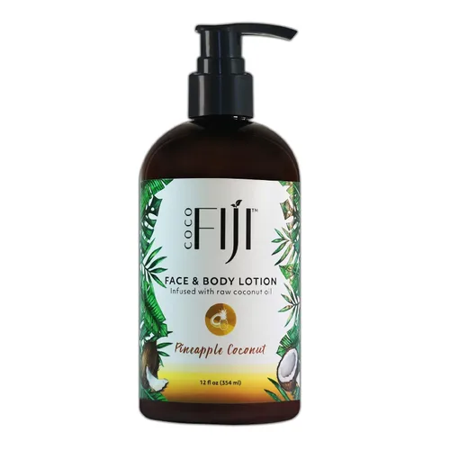Vista 18 de Coco Fiji Loción facial y corporal infundida con aceite de coco, loción para piel seca, crema facial hidratante y loción de masaje para mujeres