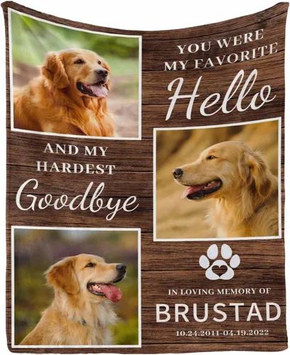 Vista 21 de InterestPrint Manta de perro personalizada en memoria amorosa de la pérdida con imágenes y nombre, regalo personalizado de recuerdo de condolencias