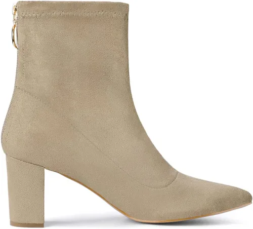 Vista 7 de Allegra K Botines de tacón grueso con cremallera y punta puntiaguda para mujer