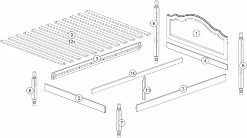 Vista 5 de Palace Imports Cama de plataforma con cabecero Reston de madera maciza 100% de tamaño matrimonial, Java, 12 listones incluidos. Requiere montaje