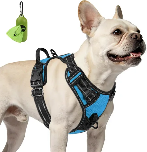 Vista 17 de Joytale Arnés sin tirones para perros pequeños, chaleco reflectante para mascotas con clip frontal, arnés acolchado suave ajustable con asa de fácil