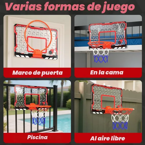 Vista 3 de Aro de Baloncesto Mini EagleStone para Puerta y Pared, Llanta Plegable con 3 Bolas y Bomba, Juego de Juguete de Baloncesto para Interiores