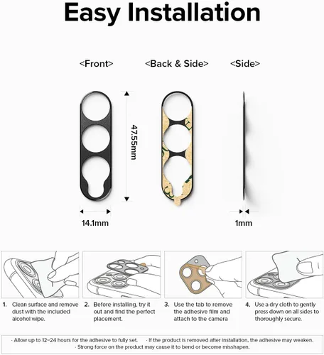 Vista 8 de Ringke Protector de lente de cámara compatible con Samsung Galaxy Z Fold 3, marco de aluminio, resistente cubierta protectora - negro