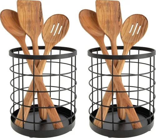 Vista 6 de iDesign Recipiente de Cocina para Utensilios - Recipiente de Cocina de Acero Portautensilios para Encimera - Negro Mate
