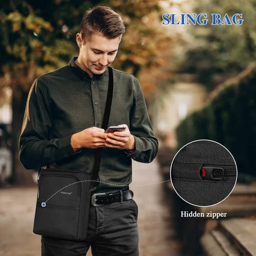 Vista 6 de BAIGIO Bolso de mensajero de los hombres pequeño Crossbody Bolso de viaje Bolso de hombre Casual Sling Pack Ipad Bolsa para el trabajo de negocios