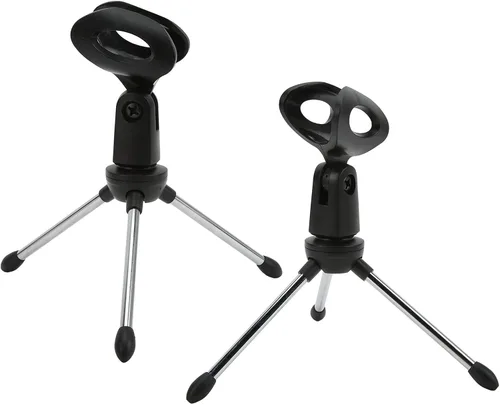 Vista 8 de Soporte para micrófono de escritorio, 5/8 pulgadas con rosca de escritorio, trípode a prueba de golpes, fácil de almacenar, ángulo ajustable