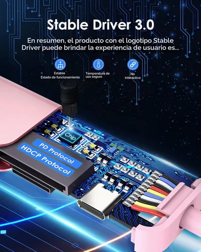 Vista 4 de LENTION Hub USB C 7 en 1, HDMI 4K a 60Hz, PD de 100 W, lector de tarjetas Oro Rosa