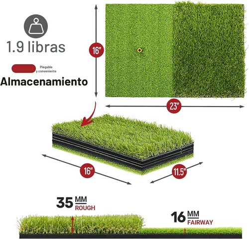 Vista 5 de SAPLIZE Alfombrilla de golf plegable resistente con respaldo de EVA de 0.394 pulgadas para columpio y astillado en interiores y exteriores