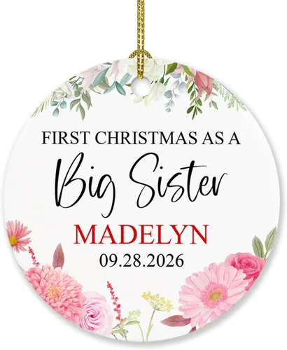 Vista 25 de Sister are Joined - Adorno de Navidad de corazón a corazón, adorno de Navidad personalizado con nombre de hermana, regalo para dos hermanas, adorno
