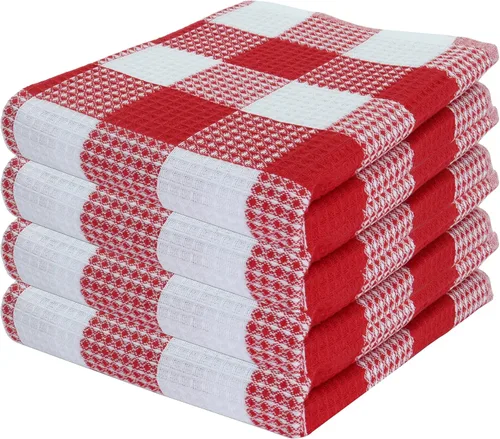Vista 12 de PurpleEssences Trapos de cocina a cuadros con tejido de gofre, 100% algodón, 12 x 12 pulgadas, suaves, absorbentes, de secado rápido, trapos