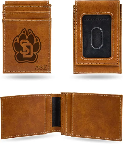Vista 11 de Rico Industries NCAA Arizona State Sun Devils Brown - Cartera de bolsillo frontal personalizada con grabado láser - Delgada/ligera - Gran artículo