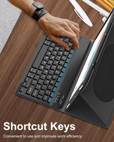 Vista 5 de Funda de teclado para tableta Android Samsung Galaxy Tab A9 de 8.7 pulgadas SM-X110/X115/X117 Cubierta trasera a prueba de golpes Funda de Negro