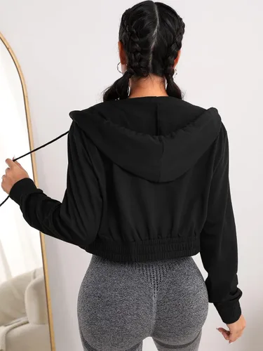 Vista 2 de SweatyRocks Chaqueta deportiva con capucha y bolsillo para mujer