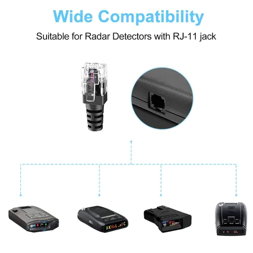 Vista 4 de Cable para detector de radar Plozoe, cable USB a RJ11, cable de alimentación con enchufe RJ11, para detector de radar Escort Uniden Radenso XP