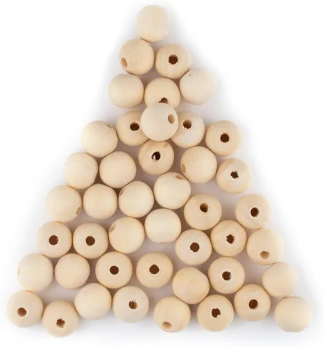 Vista 8 de TheBeadChest - Cuentas de madera natural sin terminar (0.394 in, juego de 60)