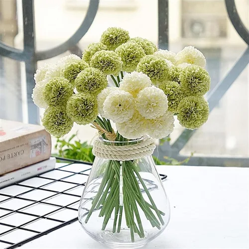 Vista 2 de HEXEH Artificial Flowers 6Pcs/Bundle mini Chrysanthemum Flower Ball Silk Artificial Flowers for Wedding Decoration Bridal Flores Decoration Bouquets