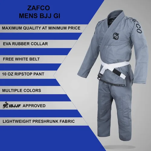 Vista 4 de Jiu Jitsu Gi brasileño BJJ Gi para hombres y mujeres Grappling gi Uniforme Kimonos ligero, preencogido, con cinturón blanco