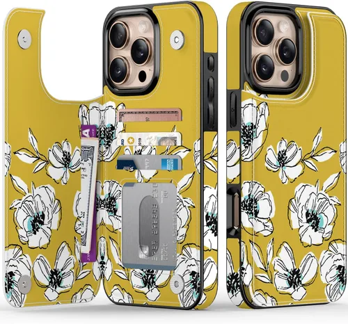 Vista 189 de LETO para iPhone 15 Pro Funda tipo cartera - Tapa tipo folio con patada - Diseños de moda - Tarjetero - Funda protectora para mujeres y niñas - 6.1