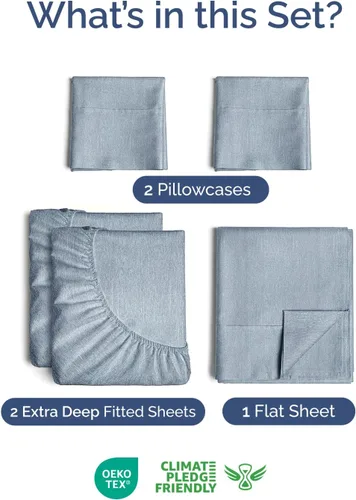 Vista 119 de Extra Deep Twin XL Sheet Set - 3 Piece College Dorm Room - White 01-Blanco