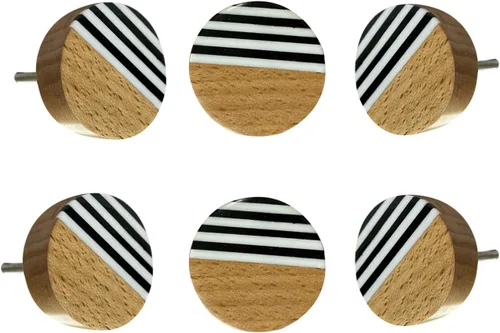 Vista 28 de Perilla Home Juego de 6 pomos de puerta de madera - Pomos decorativos ovalados con incrustación para puerta con mango, elegante adición
