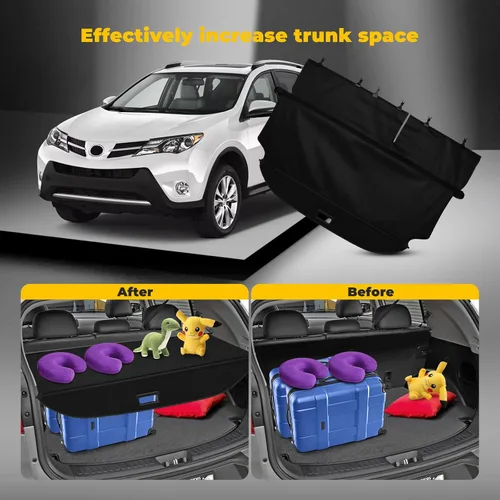 Vista 6 de OCPTY Cubierta de carga trasera para maletero 2013-2018 compatible con Toyota RAV4 2.5L Tonneau cubierta de seguridad