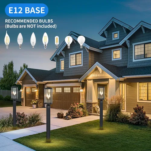 Vista 5 de Luz de poste de 16.6 pulgadas para exteriores, lámpara grande de 3 luces, moderna iluminación exterior de pilar impermeable, poste de farol