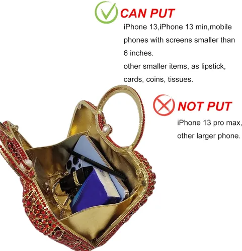 Vista 6 de HUANG ZHUANG Elegante cesta de cristal embrague mujeres Rhinestone bolso de noche boda fiesta formal banquete monederos bolso