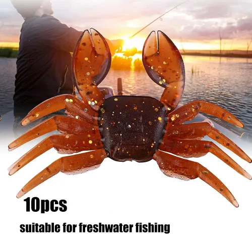 Vista 4 de OUKENS Señuelos de pesca, 10 piezas de plástico artificial 3D simulación cangrejo cebo suave para agua dulce y salada