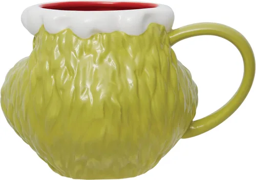 Vista 2 de Department 56 Dr. Seuss Grinch Face - Taza de café esculpida, 24 onzas, multicolor