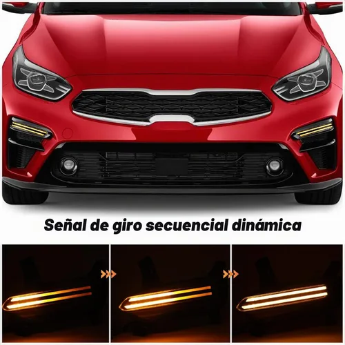 Vista 3 de Faro antiniebla delantero LED blanco/ámbar DRL con luz de circulación diurna y función de señal de giro intermitente secuencial, compatible
