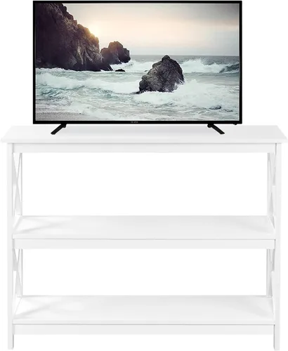 Vista 10 de Yaheetech Soportes de televisión y centros de entretenimiento con estante de almacenamiento de 3 niveles soporte de TV para sala de estar, negro
