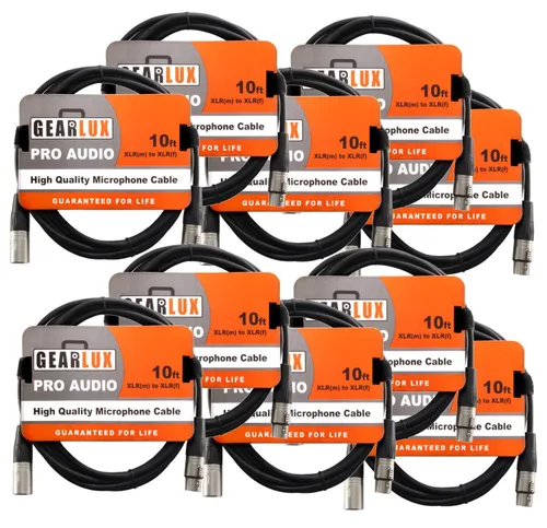 Vista 25 de Gearlux – Cable de micrófono XLR, completamente balanceado, macho a hembra, 25 pies - Paquete de 3