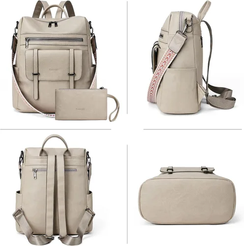 Vista 3 de KoboIn Mochila para mujer, bolsos de hombro de moda con muñequeras, Gris bicolor, Moda