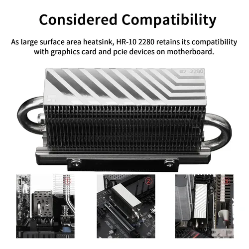 Vista 3 de Thermalright HR10 2280 SSD Enfriamiento disipador de calor, disipador de calor de doble cara, tubos de calor de 4 × 0.197 in, con almohadilla