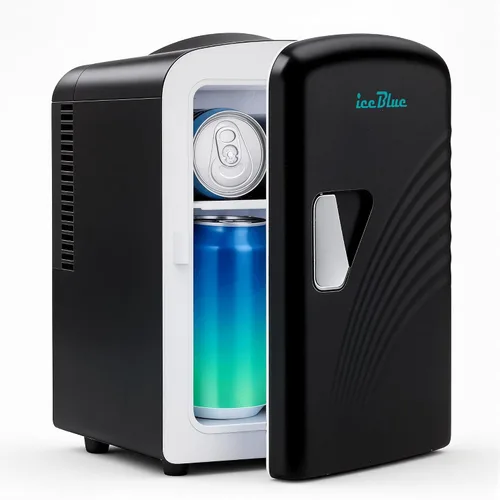 Vista 10 de Iceblue Mini nevera, 4 litros/6 latas de maquillaje con ondulado retro Blanco