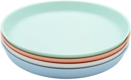 Vista 12 de WeeSprout Platos de bambú con tapas de silicona, juego de 4, vajilla de tamaño infantil, cereales, sobras y aperitivos, vajilla de melamina apta