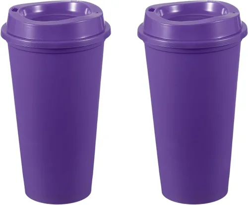 Vista 43 de uxcell 2 tazas reutilizables para café, 16 onzas, café de viaje, color azul Azul claro