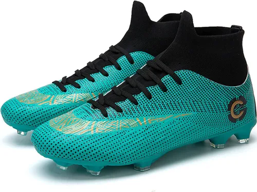 Vista 2 de HHY Tacos de fútbol para hombre, zapatos de fútbol con cordones antideslizantes